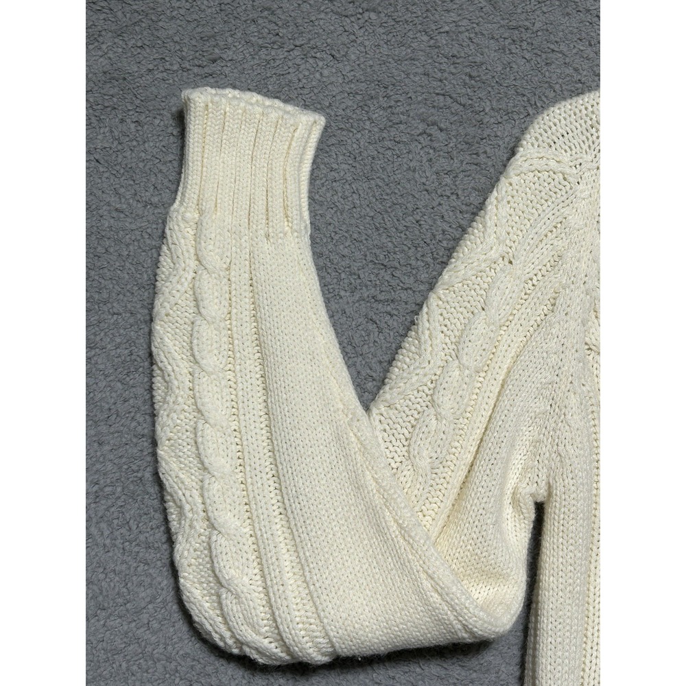 Vintage Sweater Emporium White Ivory Cream Cable Knit Fisherman Chunky Cozy - Picture 4 of 13